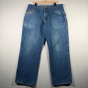 Vintage Rocawear Mens Baggy Relaxed Fit Denim Jeans Blue Y2K Streetwear 42x34